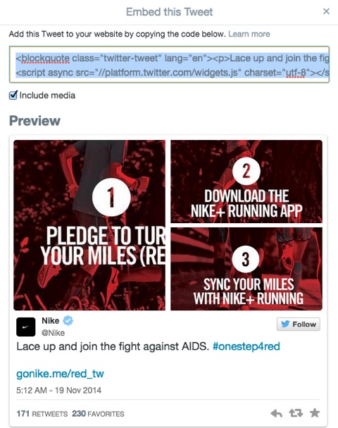 html tweet embed code