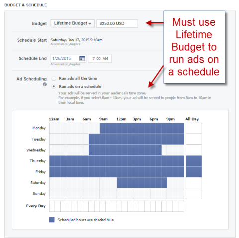 power editor ad scheduling