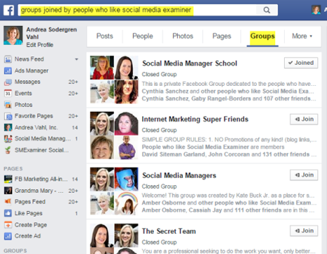 facebook groups by people who like your page