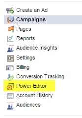 accessing ads in power editor