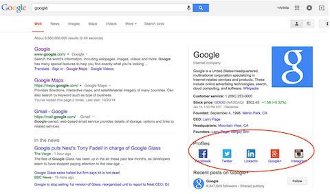 google social profiles