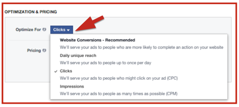 facebook ad bid options