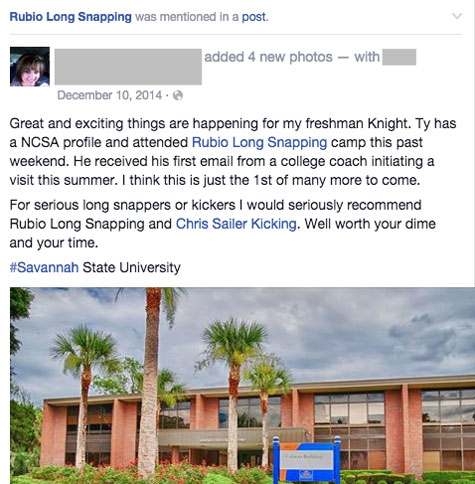 rubio long snapping social proof facebook mention