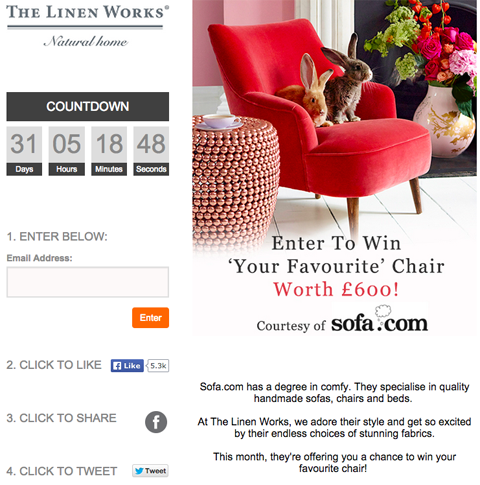 linen works facebook contest