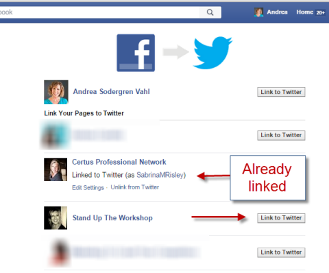 linking facebook and twitter