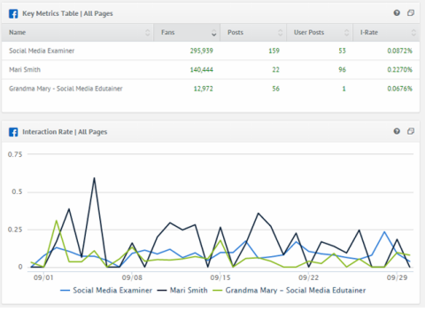 quintly facebook metrics display