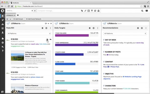 "LiftMetrix lets you track and measure true returns on your social media investment."