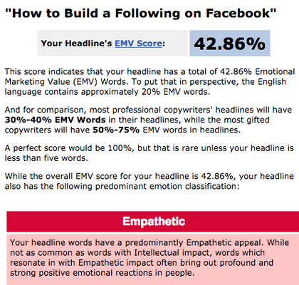 emv score of a headline