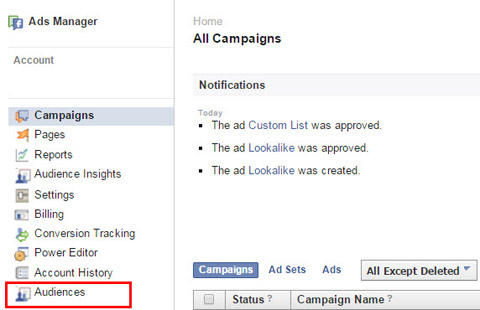 selecting audiences in facebook ads manager