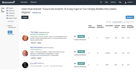 buzzsumo influencer search