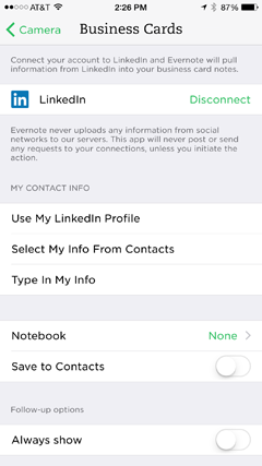 evernote connected to linkedin