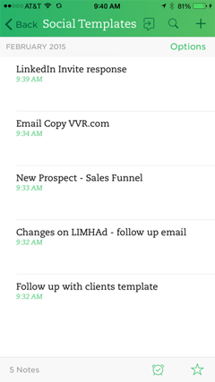 template responses in evernote