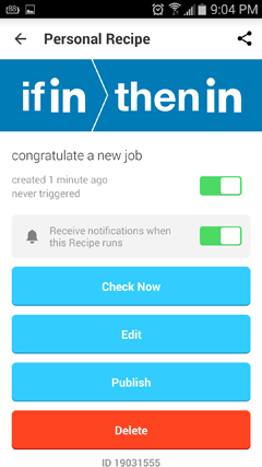 create a recipe in ifttt