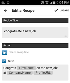 edit a recipe in ifttt