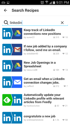 linkedin recipes in ifttt