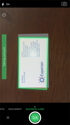 scan a business card in evernote