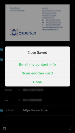 scanned business card in evernote