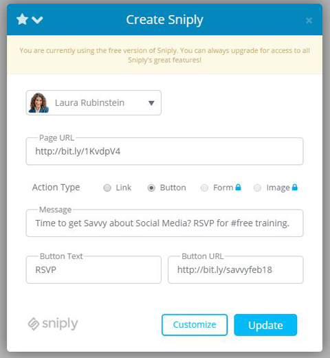 creating sniply link