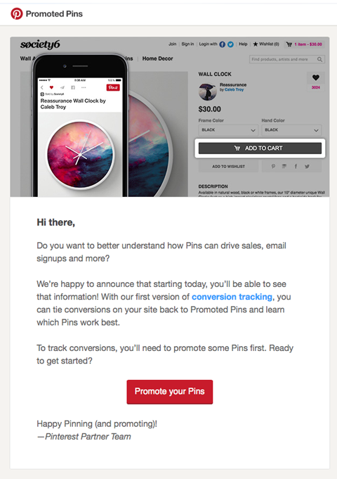 Pinterest Promoted Pin conversion tracking