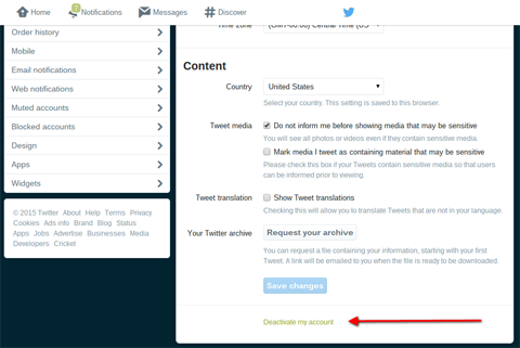 How to delete twitter account permanently