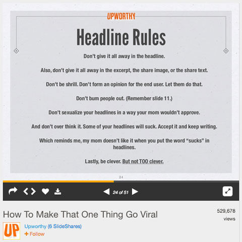 upworthy slideshare slide about headlines