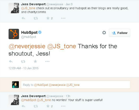 hubspot twitter response