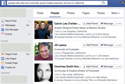 shared likes of fans in graph search