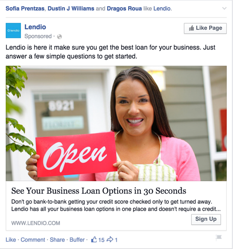 facebook page like ad example