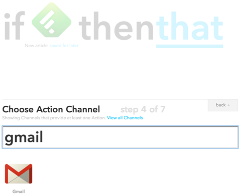 choosing an action channel in ifttt