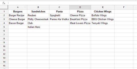 board topic spreadsheet