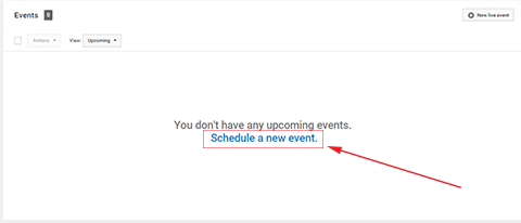 schedule a new event on youtube