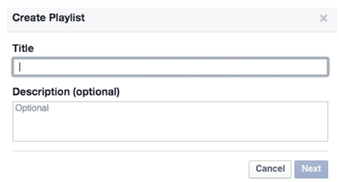 create facebook video playlist title and description