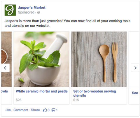 facebook multiproduct ad example