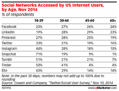 emarketer social network audience by age stats