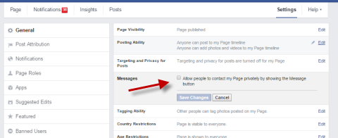 Enable facebook message button