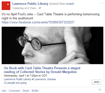 lawrence public library event facebook post