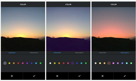 Instagram color and fade tools