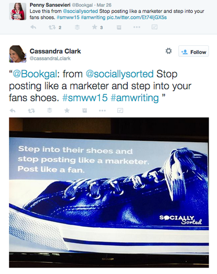 tweet from donna moritz smmw15 presentation