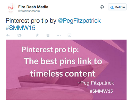 tweet from peg fitzpatrick smmw15 presentation