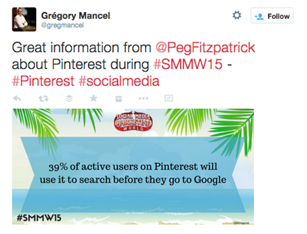 tweet from peg fitzpatrick smmw15 presentation