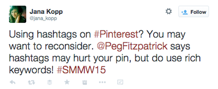 tweet from peg fitzpatrick smmw15 presentation