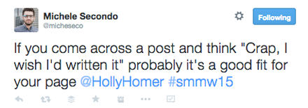 tweet from holly homer smmw15 presentation