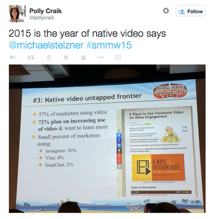 pollycraik native video tweet from smmw15