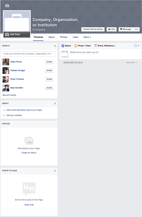 blank facebook page