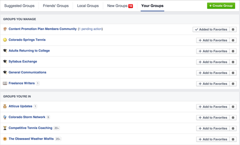 facebook groups tab