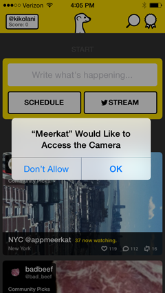 meerkat app persmissions