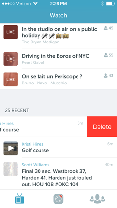 delete periscope broadcasts