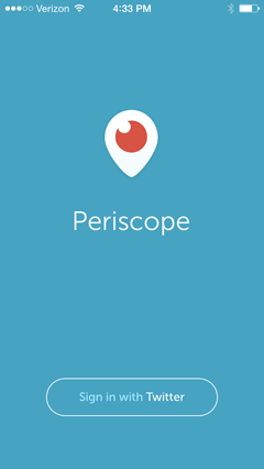 periscope login screen