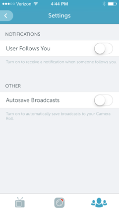 settings in periscope