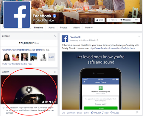 featured video example on facebook